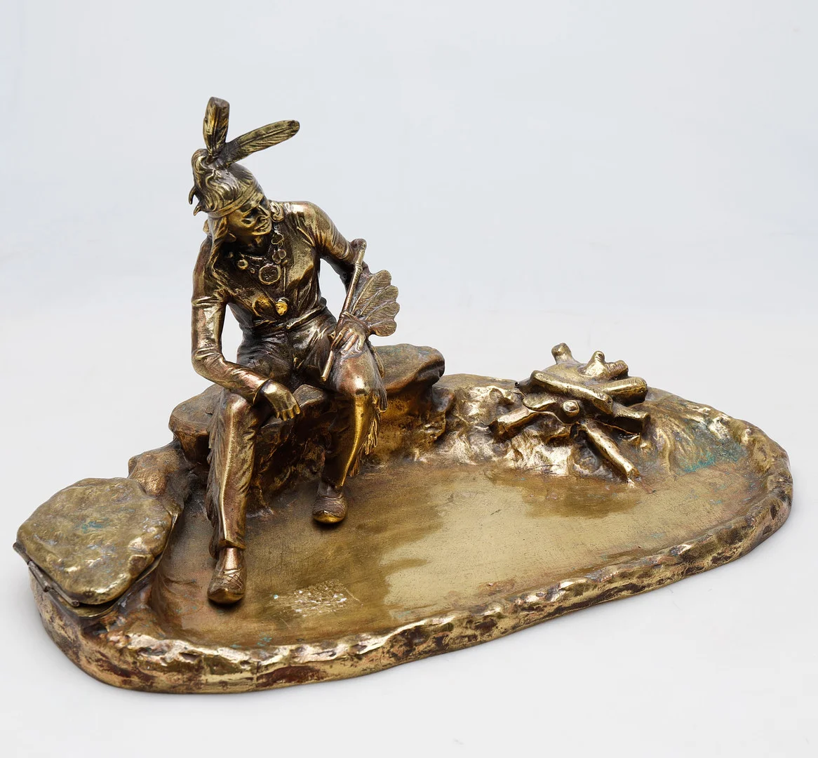 Brass inkstand with an Indian leader, early decades of the 20th Century. — Pewter, Brass & Copper — Balclis