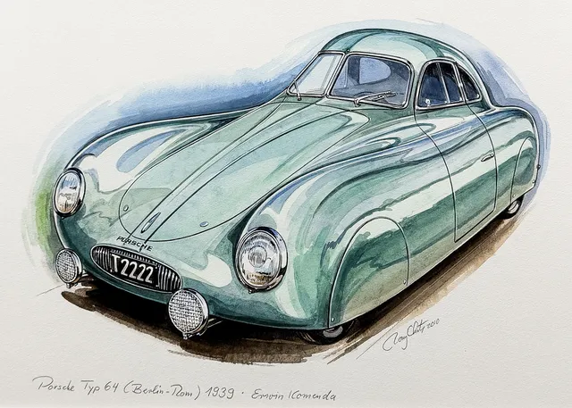 RONY LUTZ. PORSCHE TYP 64. 1939. Original.