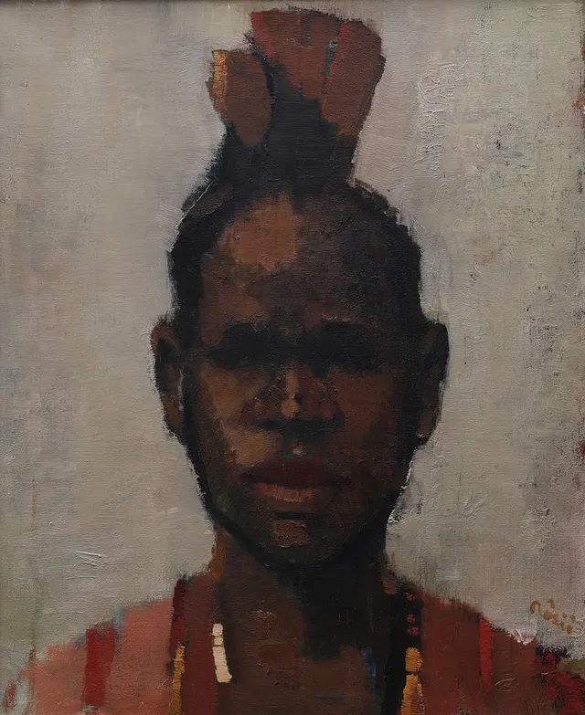 HILDING RÖSIÖ. olja på duk, "Man från Swaziland II", signerad Rösiö.