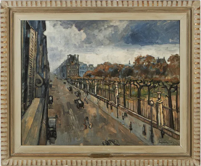 BJÖRN TRÄDGÅRDH (1909-1998). "Rue de Rivoli från Svenska klubbens balkong".