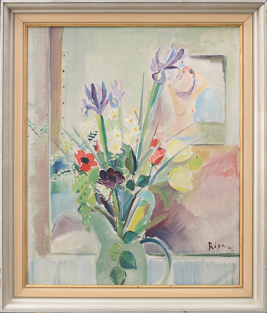 HANS RIPA. Olja på duk, blomsterstilleben, signerad Ripa och daterad -46. — Paintings — Garpenhus Auktioner