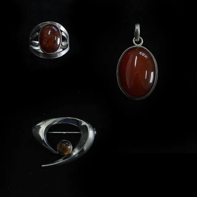 RING/BROSCH/HÄNGE, 3 delar, silver.