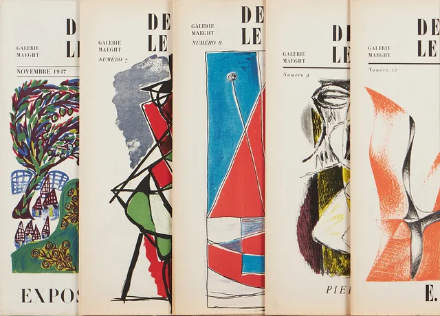 DERRIÈRE LE MIROIR (DLM), 5 st., nr 6, 7, 8, 9 och 10, bl a Baya och Jean Villeri, innehållande originallitografier och litografier efter, övervägande i färg samtliga 1:a-upplagor.