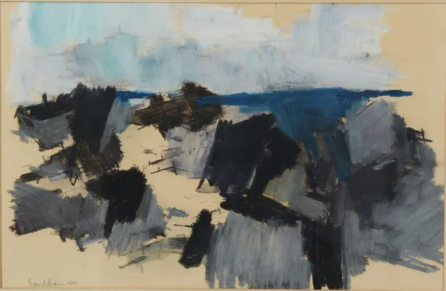 GÖSTA SUNDSTRÖM. "Svarta klippor", blandteknik, signerad, daterad 1960.