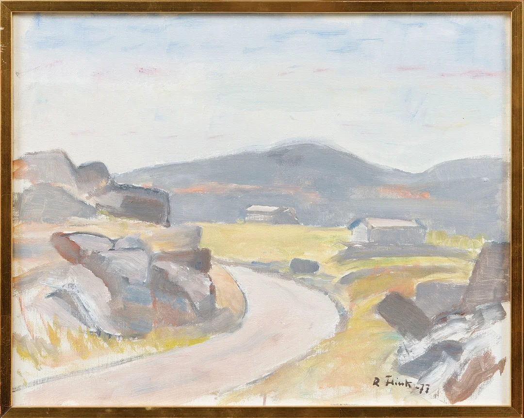 RUDOLF FLINK. Landskap, olja på duk, signerad och daterad-77. — Paintings — Göteborgs Auktionsverk