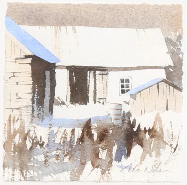 PETER NILSSON. Uthus. Akvarell, signerad.
