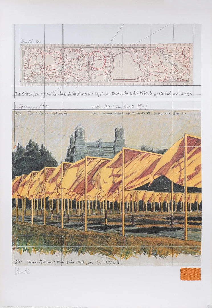 CHRISTO&JEANNE CLAUDE (1935-2020/1935-2009). "THE GATES/(PROJECT FOR CENTRAL PARK, NY". — Engravings & Prints — Crafoord Auktioner Lund