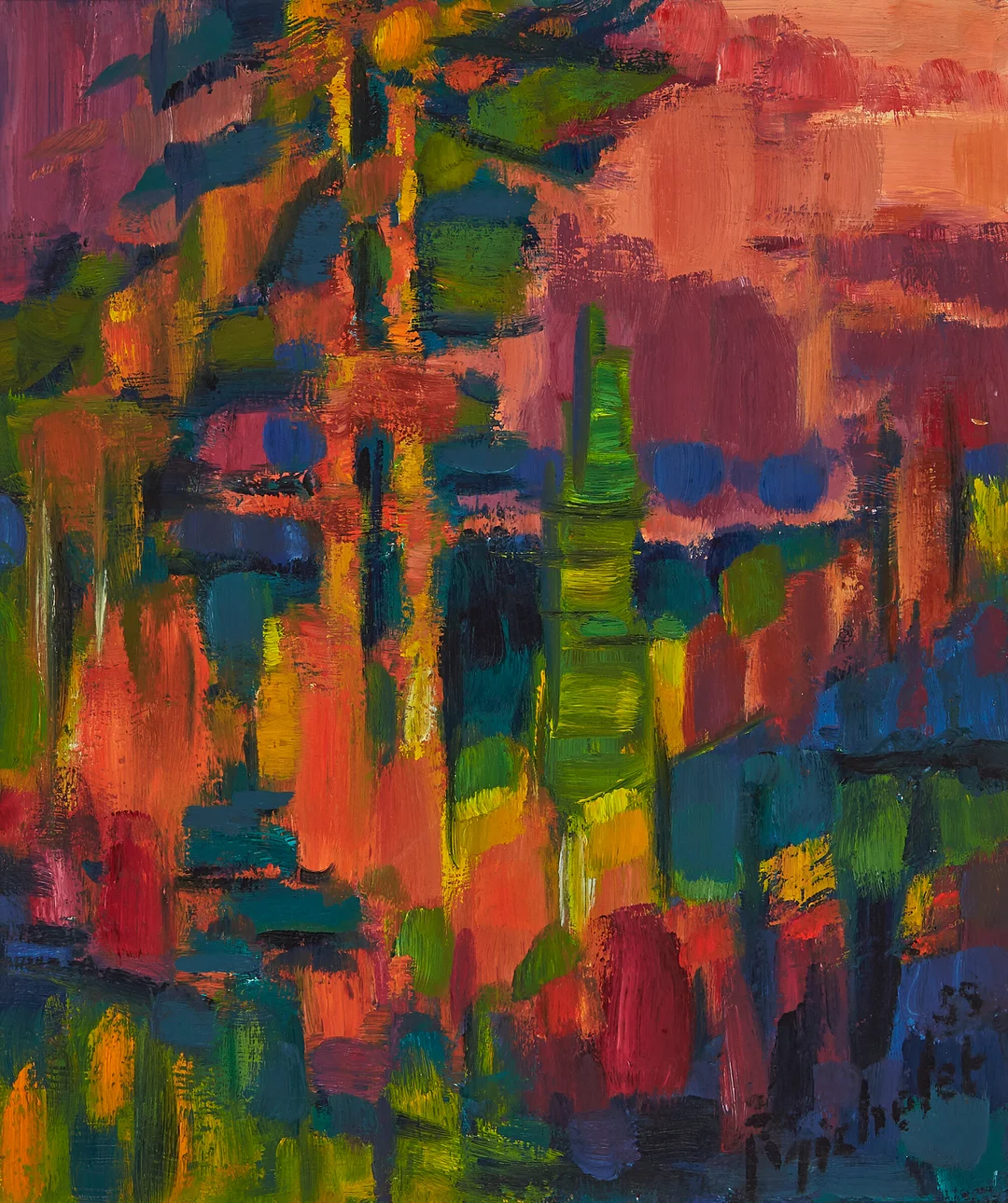 Michelet, Johan Fredrik — "Rød kvell" 1959 — Kunst/Maleri — Blomqvist