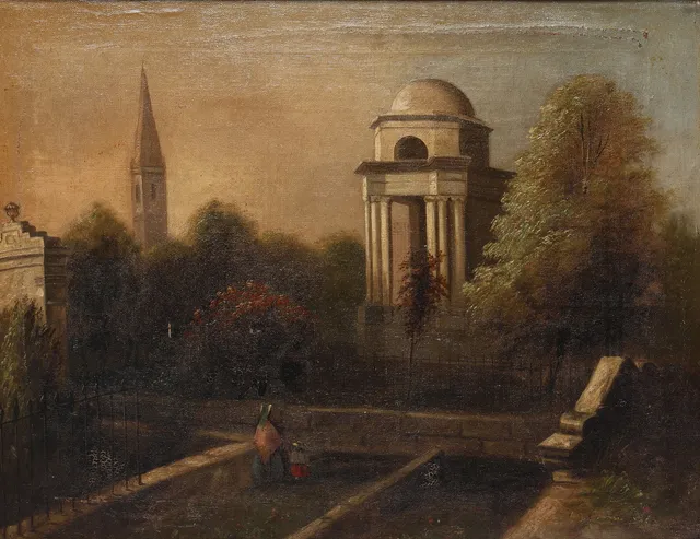 EFTER ANTON SMINCK PITLOO. 1700-1800-tal Italien, Landskap, olja på duk.