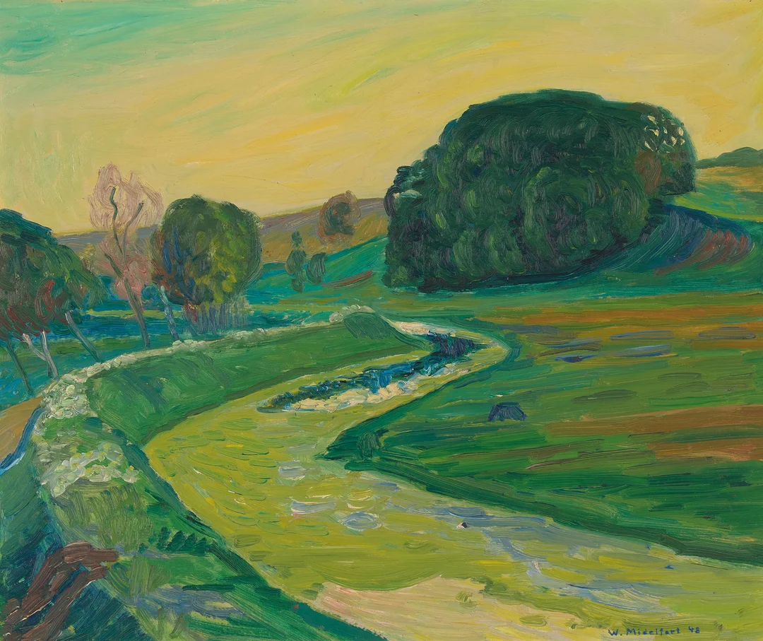 Midelfart, Willi — Grønt landskap, 1948 — Kunst/Maleri — Blomqvist