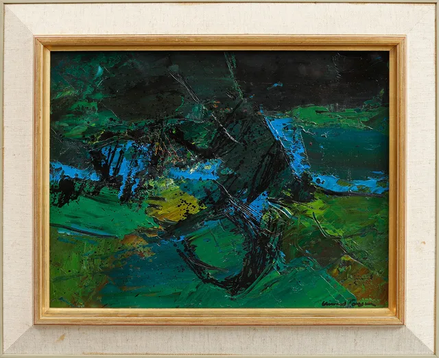 LENNART JÖNSSON. Komposition, olja på duk, signerad.