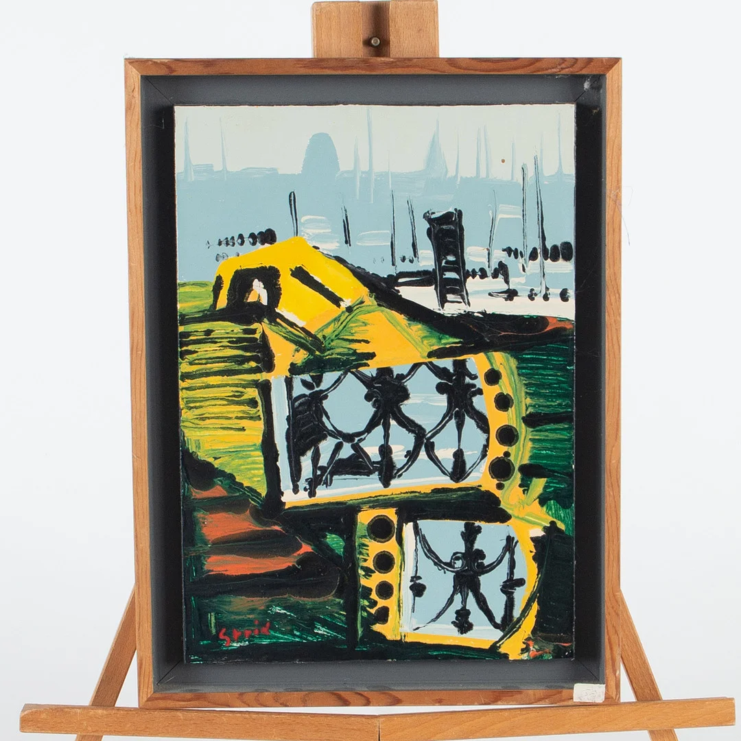 HARDY STRID. Epoxiemalj, "Kvällsbild V", signerad och daterad 1976. — Paintings — Laholms Auktionskammare