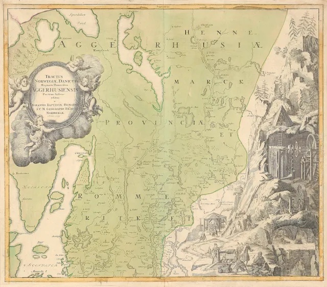 Homann, Johann Baptist — "Tractus Norwegiæ Danicus Magnam Dioecesis Aggerhusiensis" Nürnberg  ca. 1729