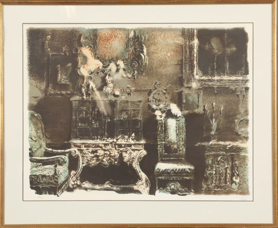 ROJ FRIBERG. LITOGRAFI "Svenska ambassaden i Paris 1957",signerad och numrerad 66/150. — Engravings & Prints — Höörs Auktionshall