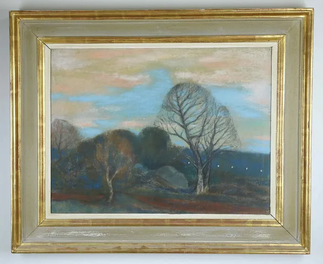 CURT CLEMENS (SVERIGE, 1911-1947). Pastell, Landskapsmotiv, signerad, daterad 1945.