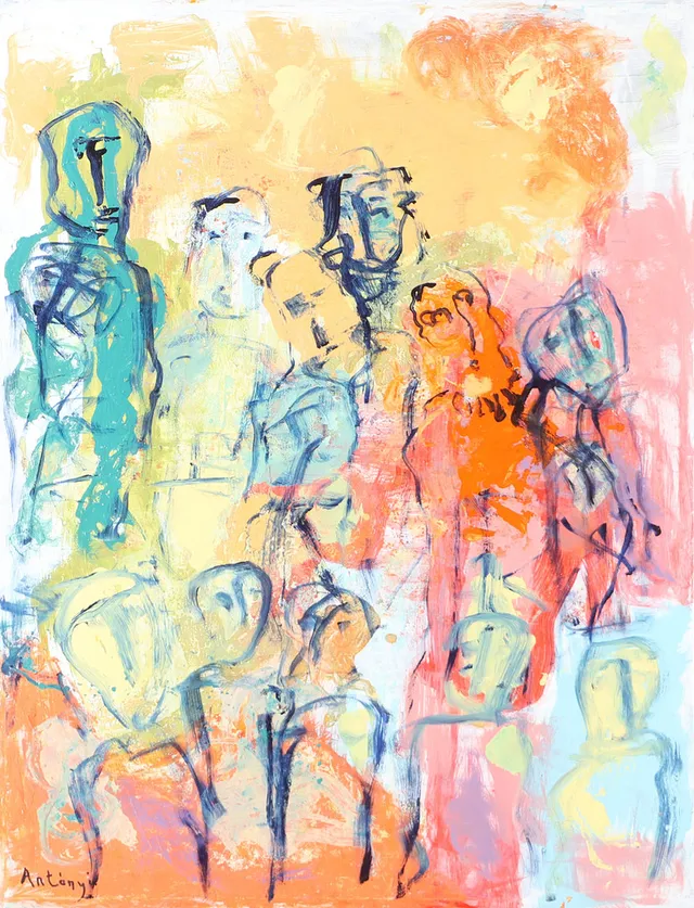 IMRE ANTONYI. Figurer, olja på duk, signerad Antonyi.
