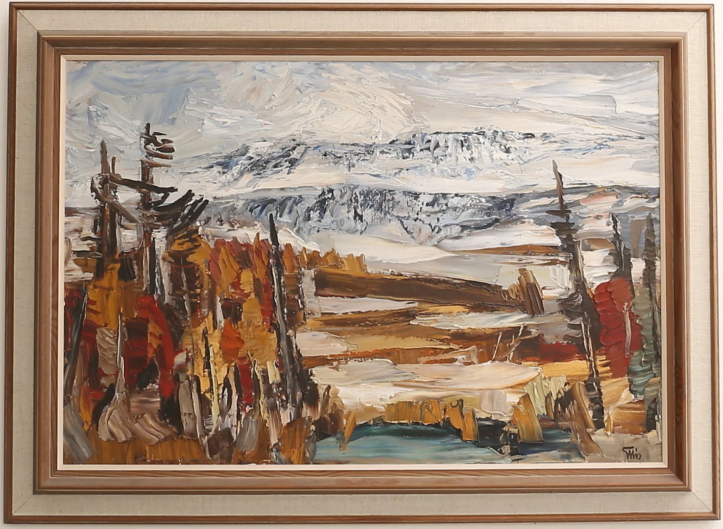BENGT ELLIS. Olja på duk, "Första snö över Rödfjället", signerad. — Paintings — RA Auktionsverket Norrköping