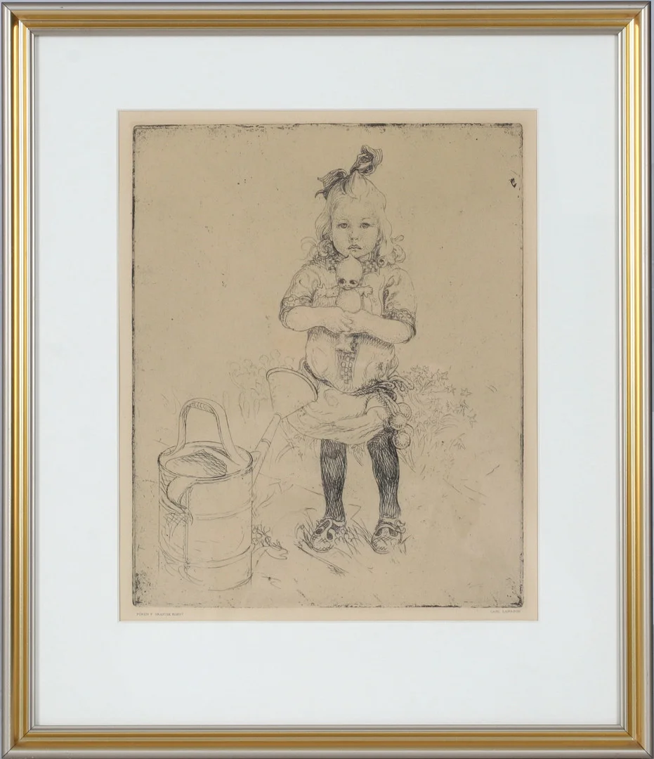 CARL LARSSON. EFTER. "Den underliga dockan", etsning, utgiven av Föreningen för grafisk konst. — Engravings & Prints — Stadsauktion Sundsvall
