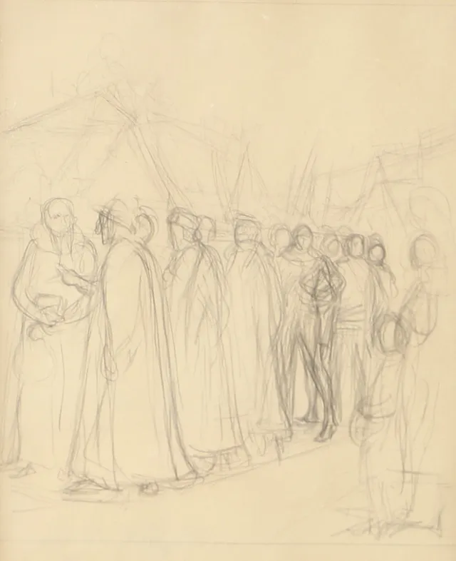 ALBERT EDELFELT. Pehr Brahe-sviten, teckning, signerad.