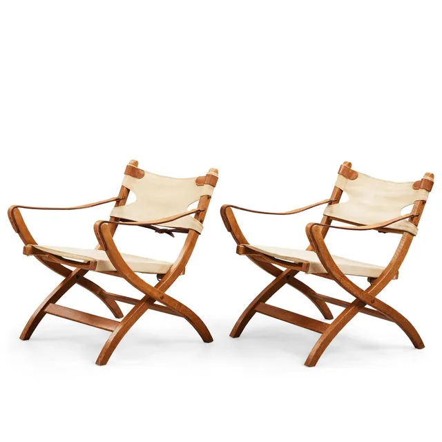 Poul Hundevad, "Safari chairs", fåtöljer 1 par, Vamdrup, Danmark 1950-tal.