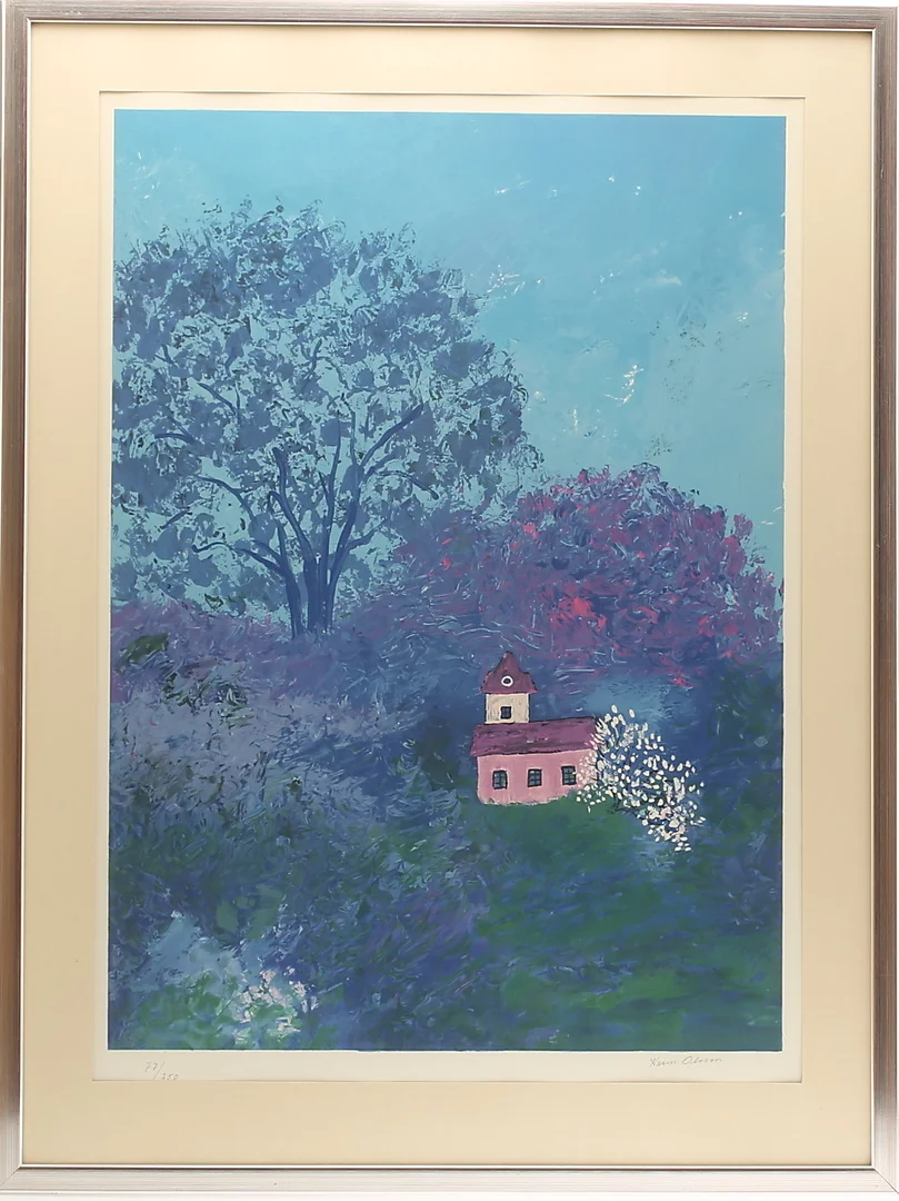 KARIN OLSSON. Färglitografi, signerad och numrerad 77/250. — Engravings & Prints — RA Auktionsverket Norrköping
