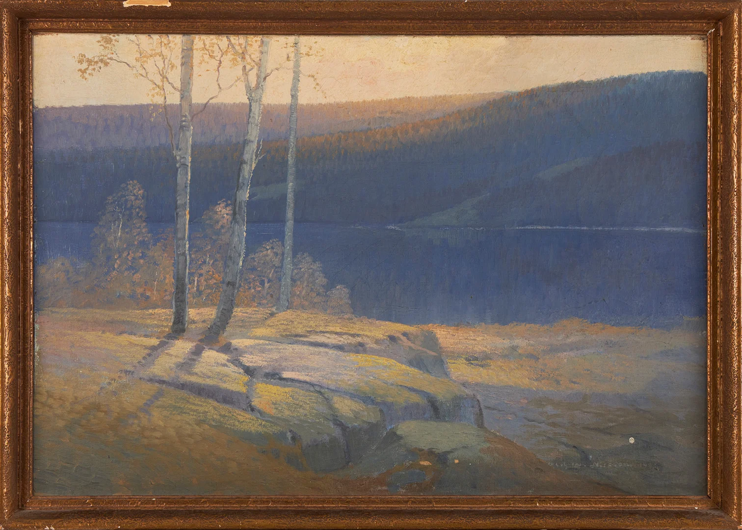 OLOF WALFRID NILSSON (1868-1956). Landskap, olja på duk, signerad och daterad Olof W Nilsson 1923. — Paintings — Stockholms Auktionsverk Magasin 5