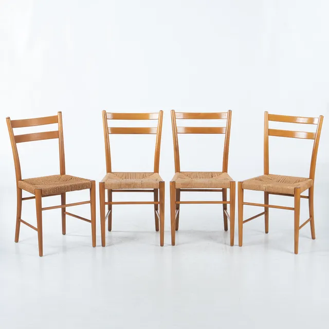 GUNNAR ASPLUND. STOLAR, 4 st Gemla Diö, flätad sits, bok.