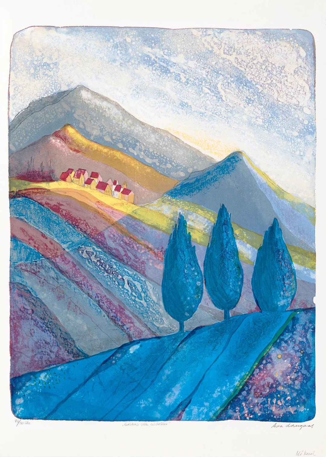 Langaas, Eva — "Kveldens siste solstråle" — Kunst/Grafikk — Blomqvist