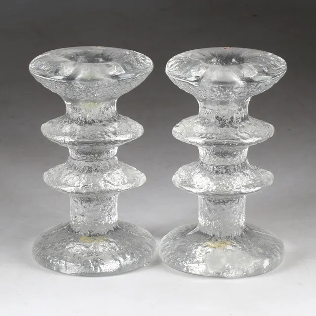 TIMO SARPANEVA. Ljusstakar, 2 st, glas, "Festivo", Iittala, Finland.