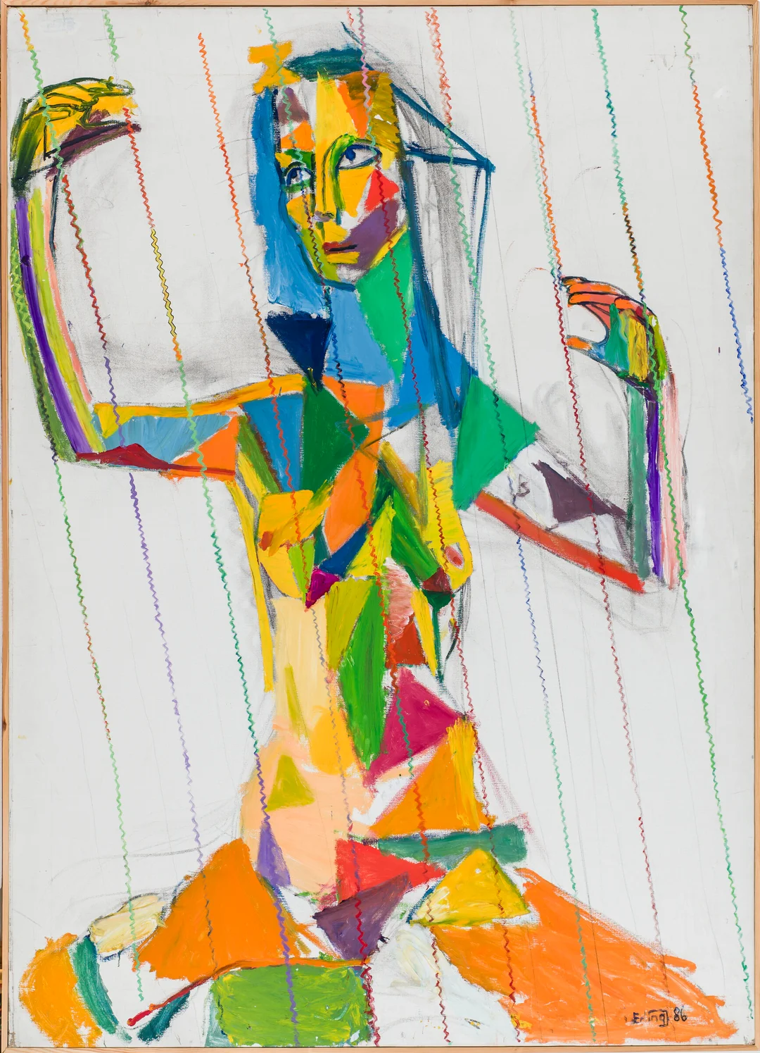 Johansson, Erling — "Harpespelaren" 1986 — Kunst/Maleri — Blomqvist