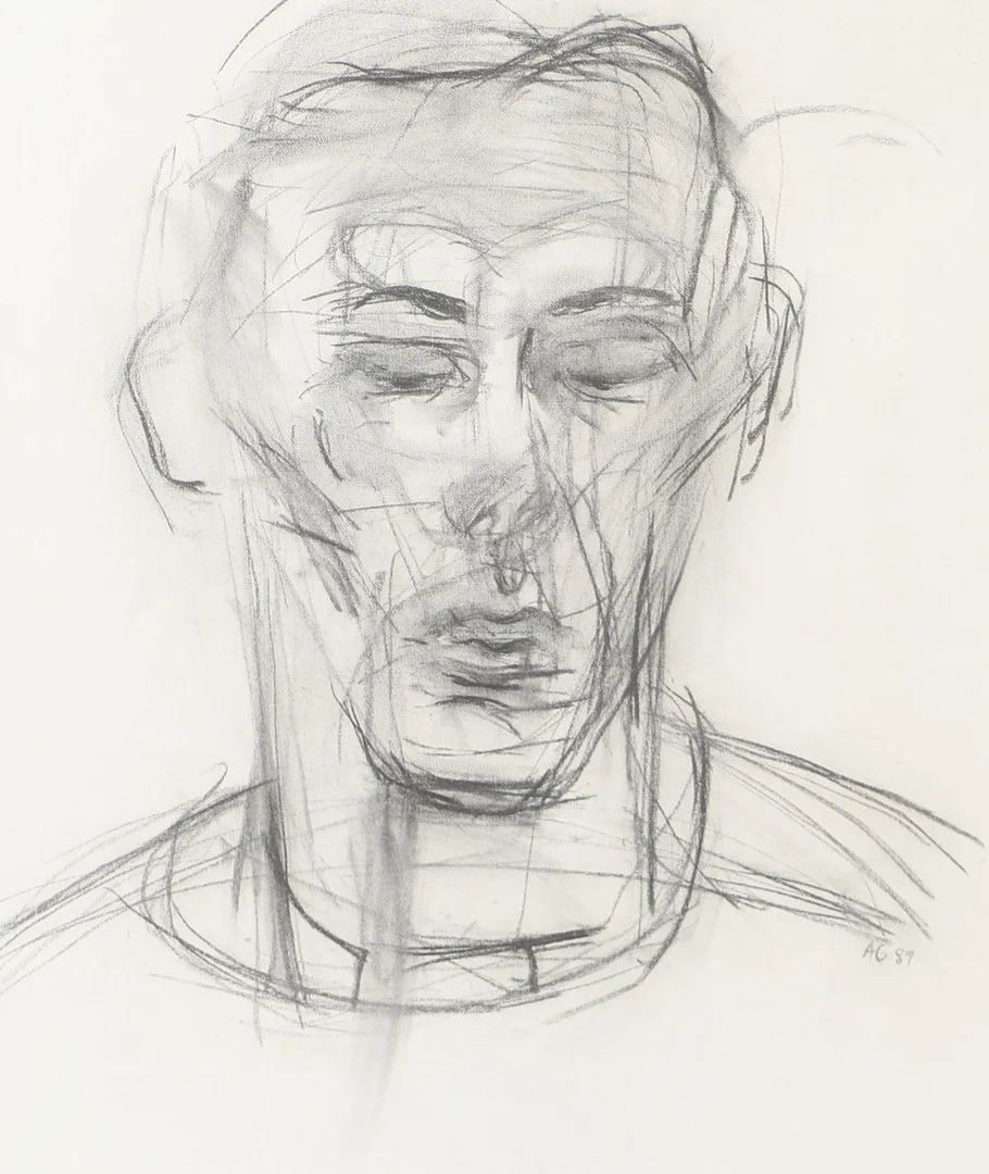 OIDENTIFIERAD KONSTNÄR. Porträtt, teckning, signerad A.G. -89. — Drawings — Helsingborgs Auktionskammare