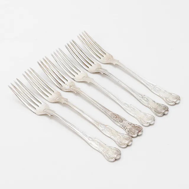 GAFFLAR, 6 stycken, silver, vikt 305 gram.