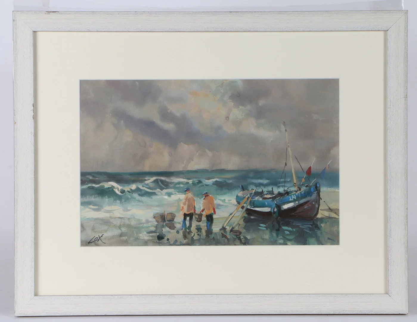 JACK COX (BRITISH, 1914-2007) NORTH NORFOLK FISHING BOAT WITH FISHERMEN. — Paintings — Bishop & Miller