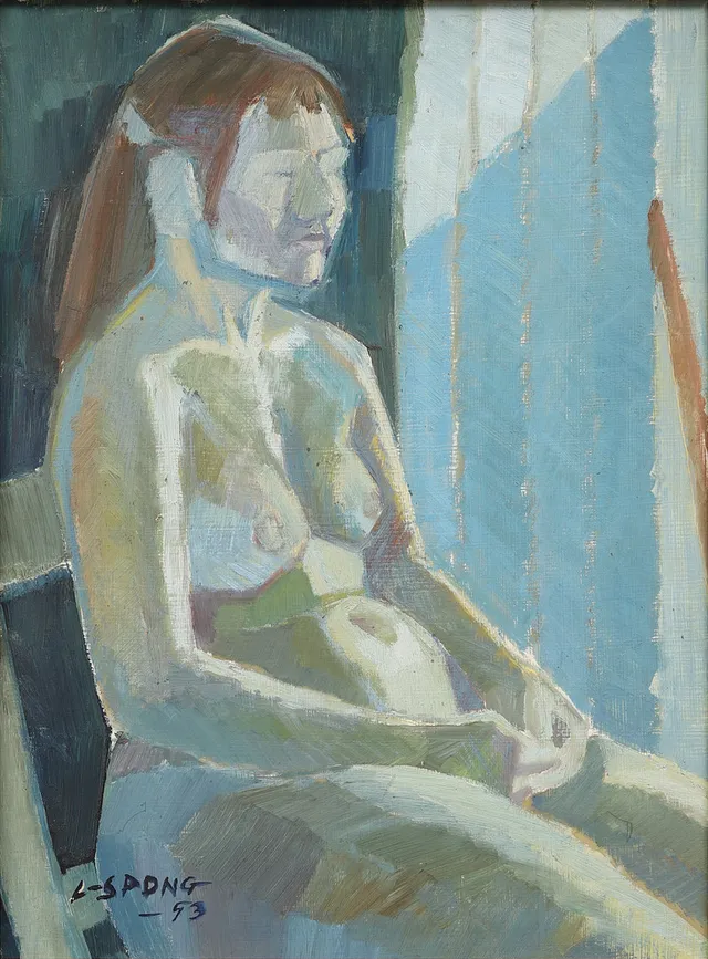 LENNART SPONG. Kvinnoporträtt, olja på pannå, signerad och daterad -53.