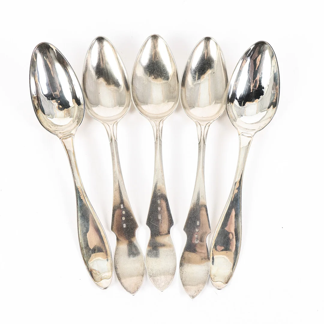 MATSKEDAR 5 stycken, silver, Fredrik Nymansson, (verksam 1807-1846), Kristinehamn. — Silver — Karlstad Hammarö Auktionsverk