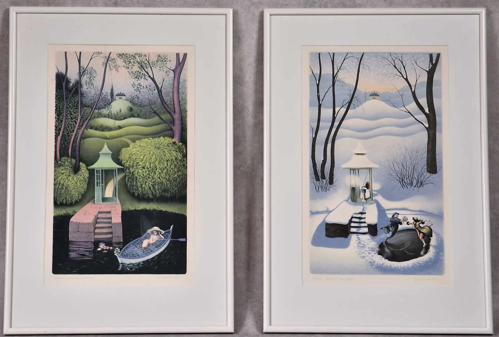 BENGT NORDENBORG. 1938, litografier " Sommar och Vinter " signerade, numrerade. — Engravings & Prints — Auktionsverket Engelholm