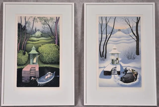 BENGT NORDENBORG. 1938, litografier " Sommar och Vinter " signerade, numrerade.