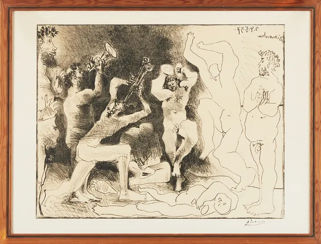 PABLO PICASSO. ''La danse des faunes'', litografi, 1957.