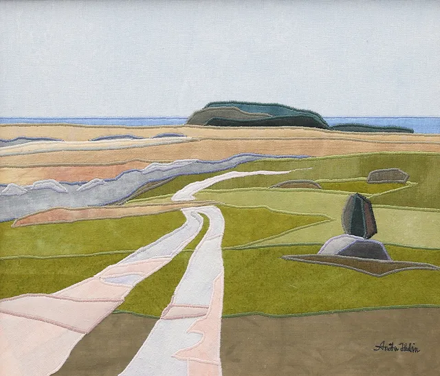 ANITA HEDIN. Landskap. Textil, signerad.