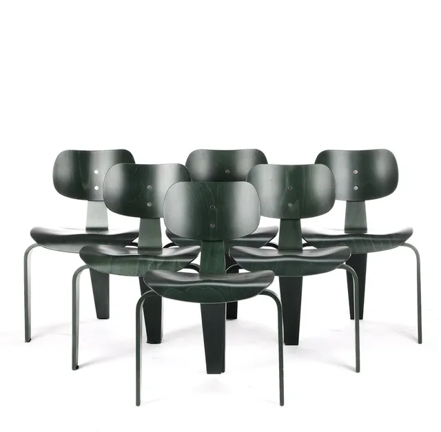 Egon Eiermann for Wilde & Spieth. Six chairs in beech. Model 'SE42-3' (6))
