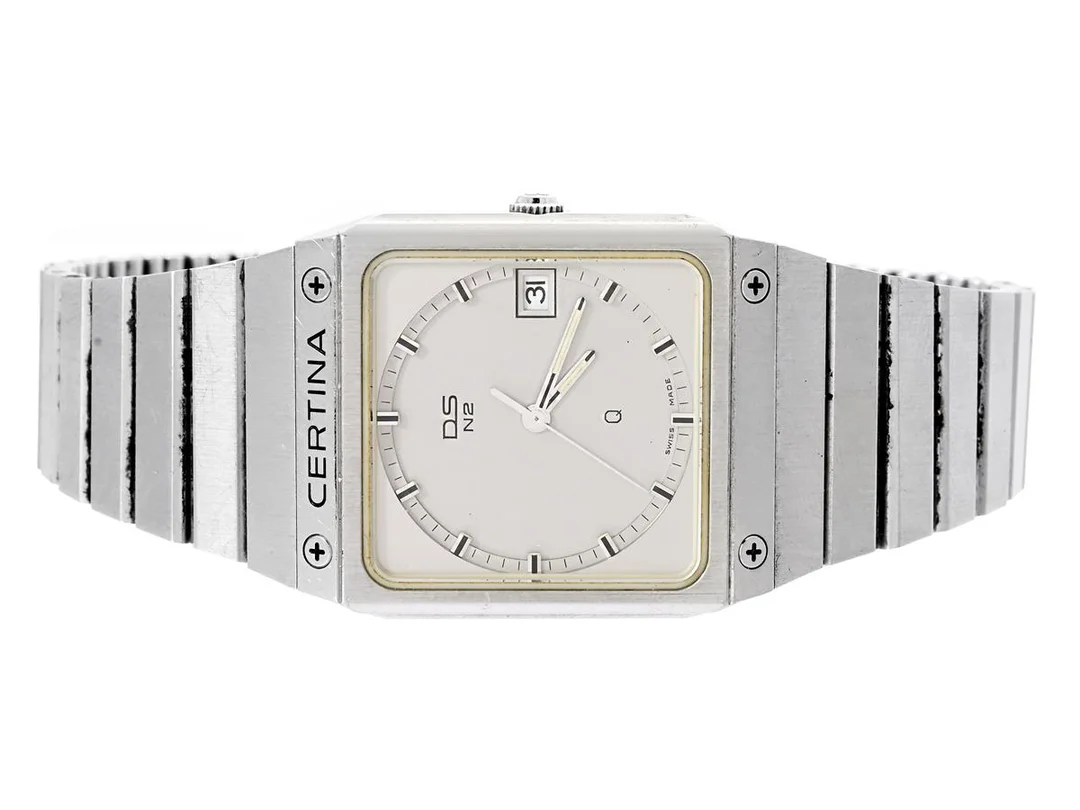 CERTINA, DS, N2, Boett nr. 184.7100.41, herrur, 30 mm, stål, quartz, safirglas, datum, integrerad originallänk, viklås, ca 1990. — Klockor/Certina — Kaplans