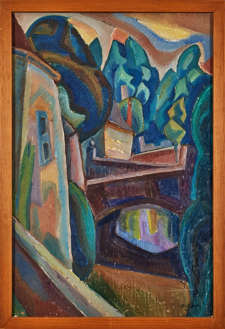 DICK BEER (1893–1938). Kubistiskt landskap, Sydfrankrike. — Paintings — Stockholms Auktionsverk Fine Art