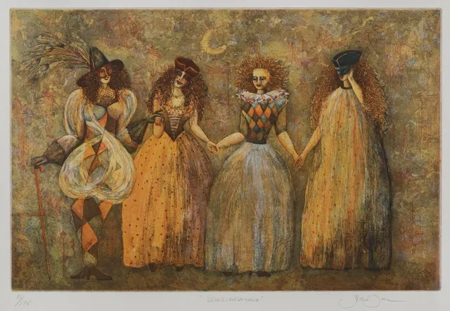 IRENE JARZ. "Venezianskorna", Färgetsning, signerad och numrerad 13/175.