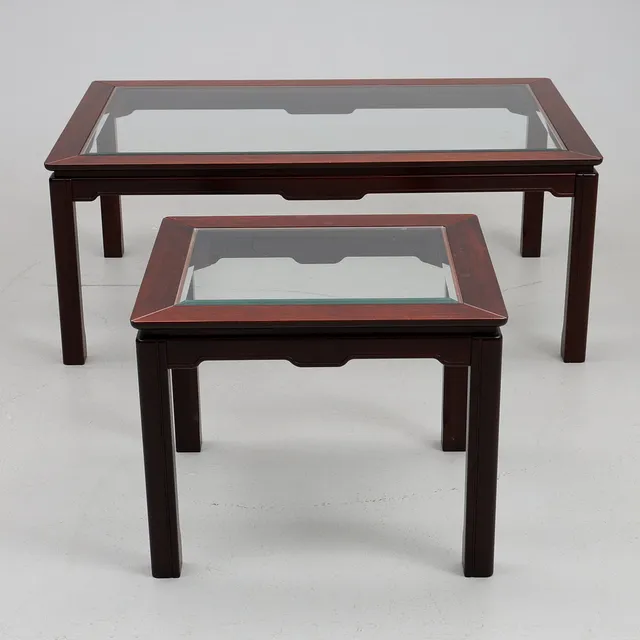 SOFFBORD & SIDOBORD. 1900-tal, trä och glas.