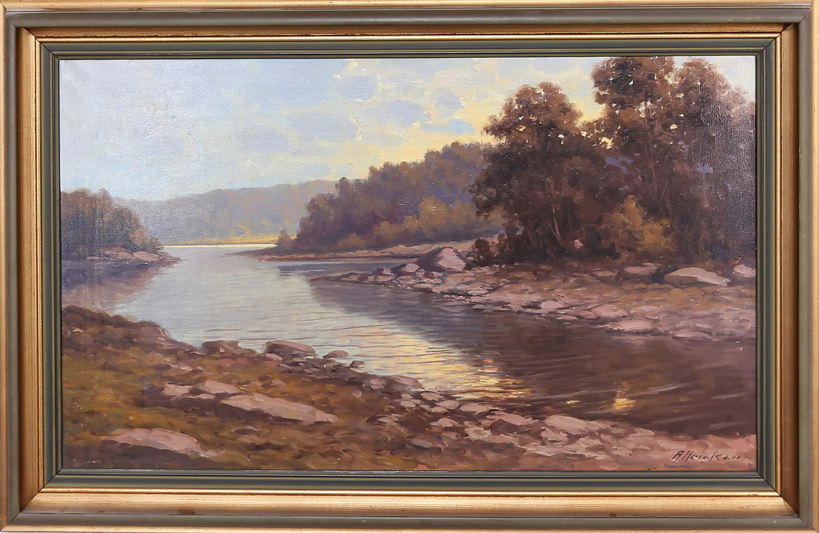 ARTHUR HEICKELL. OLJA på duk, Flodlandskap, Sign. — Paintings — Kalmar Auktionsverk