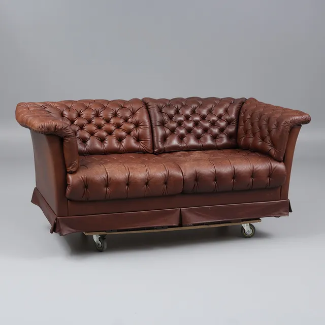 SOFFA, skinn, "Oxford", DUX, 1970-tal.