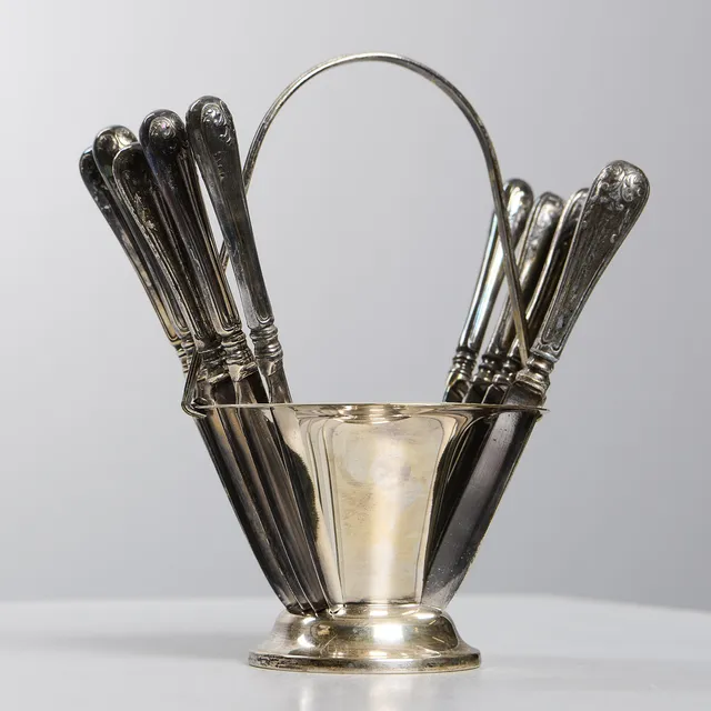 FRUKTKNIVAR, 12 st, "Gammal fransk", nysilver.