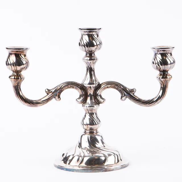 KANDELABER, rokokostil, silver, Tyskland, med svenska importstämplar, 1900-tal.