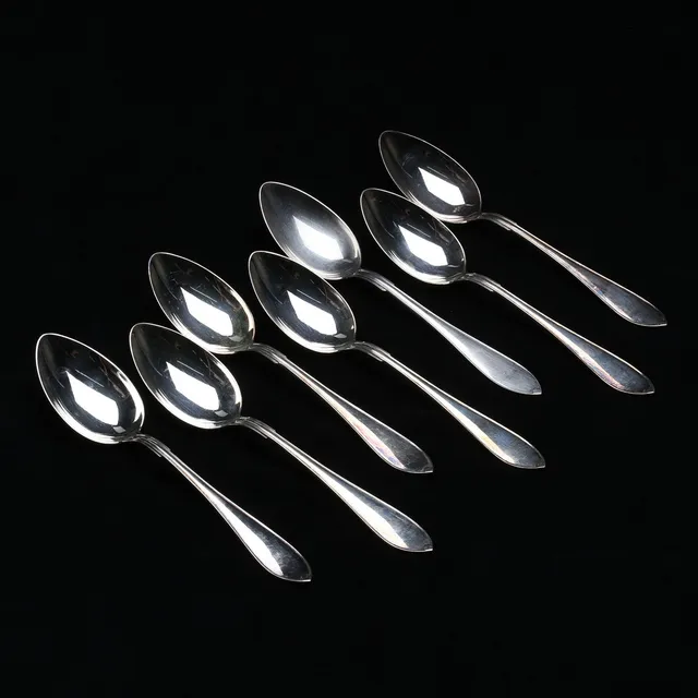 SKEDAR, 7 st, silver, "Svensk spetsig", GAB, 1900-tal, vikt ca. 460,7 gram.