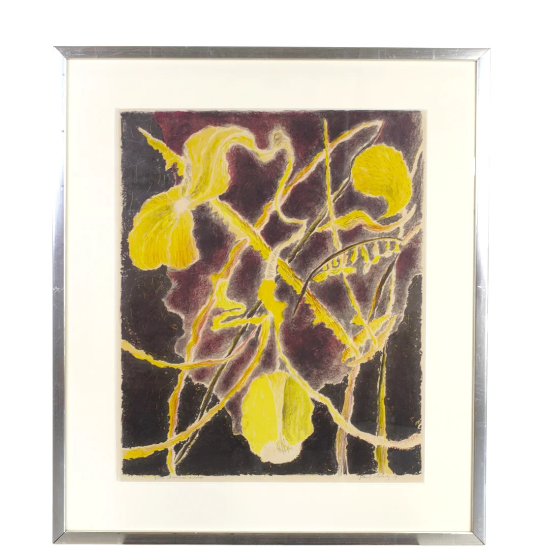 PAUL HOLSBY. Litografi, "Gula Blommor", signerad, -59. — Engravings & Prints — Höganäs Auktionsverk